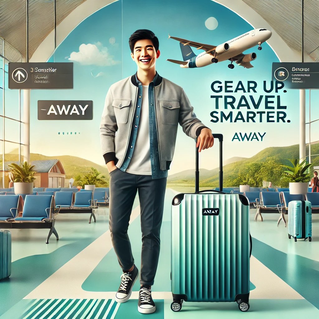 AWAY campaign creative: Asian male traveler