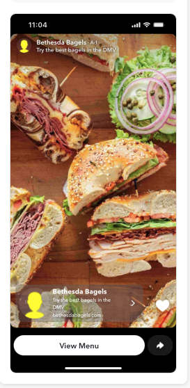 Bethesda Bagels Snapchat story ad